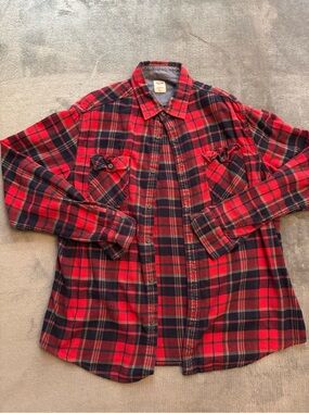 Mossimo Supply Co. Red and Black Plaid Button-Down Shirt